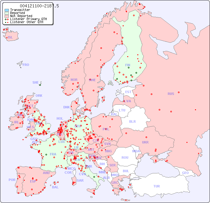 European Reception Map for 004121100-2187.5