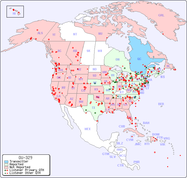 North American Reception Map for OU-329