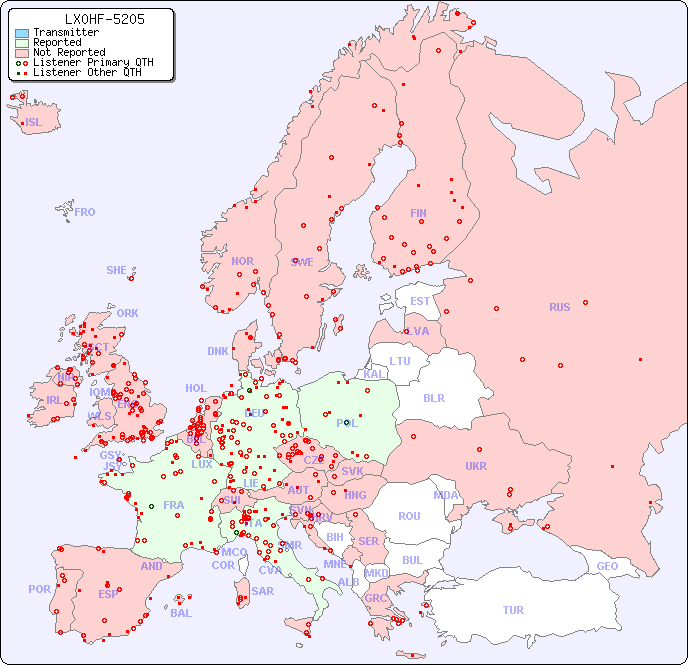 European Reception Map for LX0HF-5205