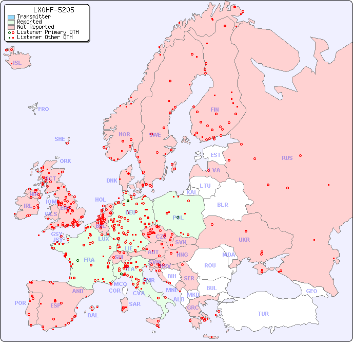 European Reception Map for LX0HF-5205