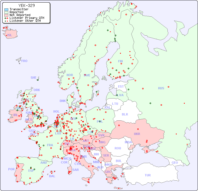 European Reception Map for YEK-329