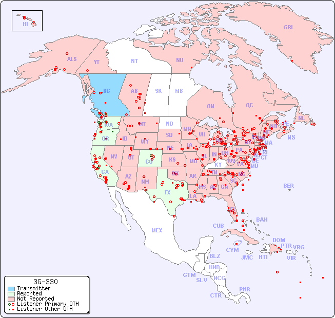 North American Reception Map for 3G-330