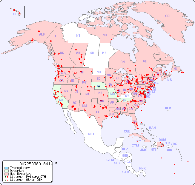 North American Reception Map for 007250380-8414.5