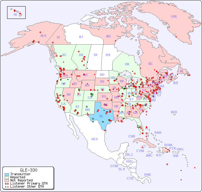 North American Reception Map for GLE-330