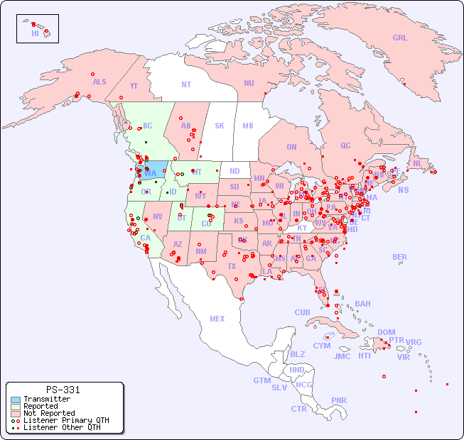 North American Reception Map for PS-331