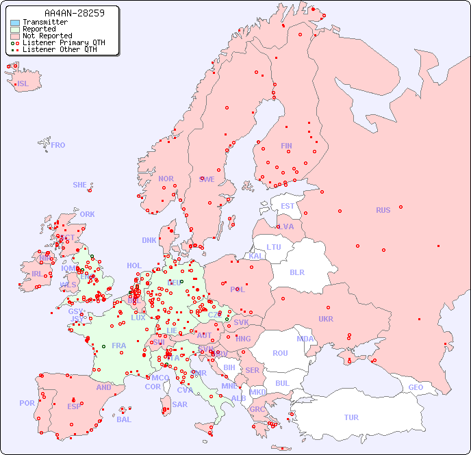 European Reception Map for AA4AN-28259