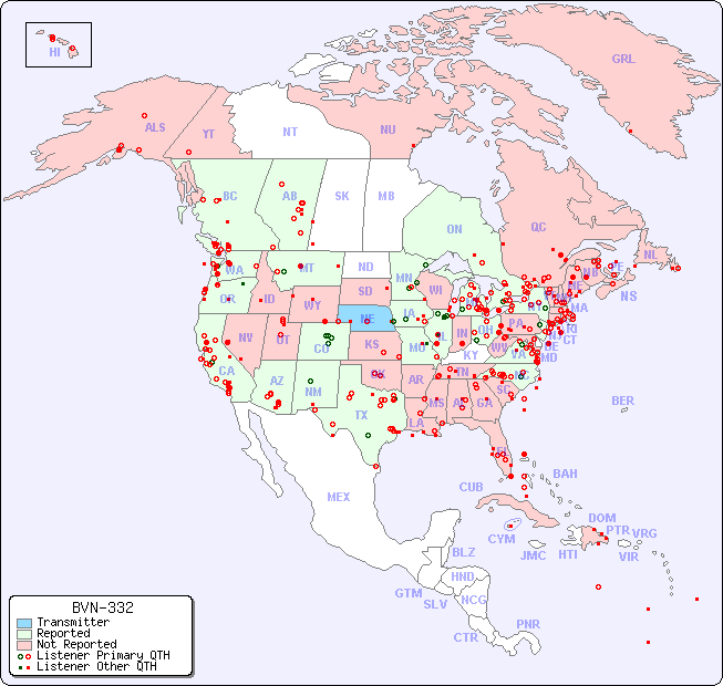 North American Reception Map for BVN-332