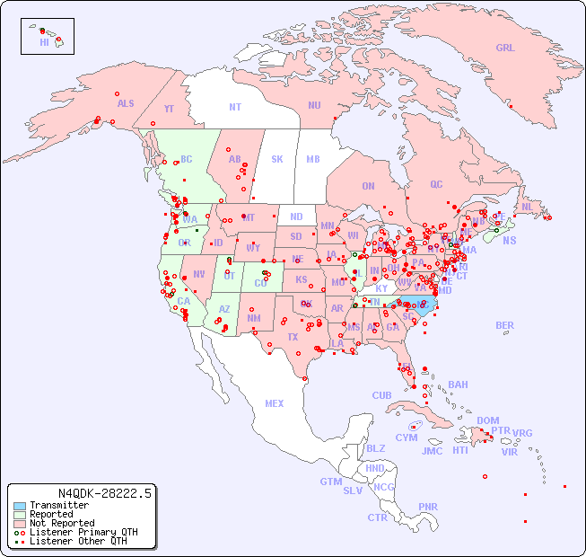 North American Reception Map for N4QDK-28222.5