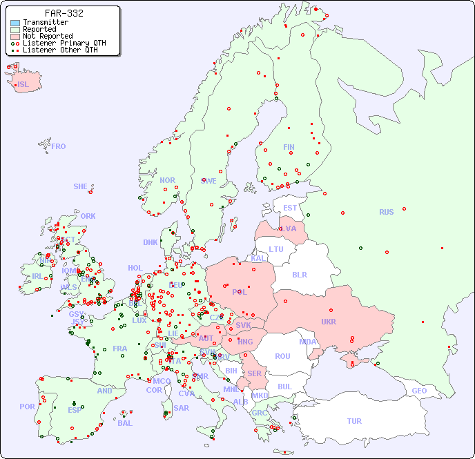 European Reception Map for FAR-332