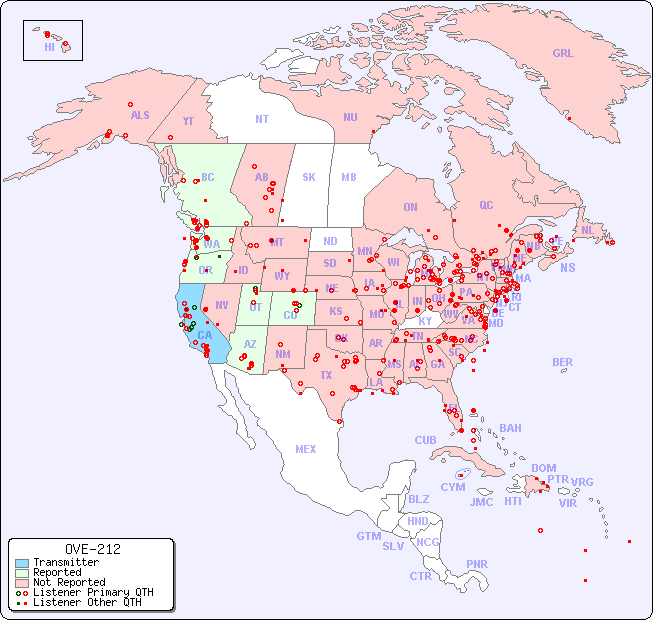 North American Reception Map for OVE-212