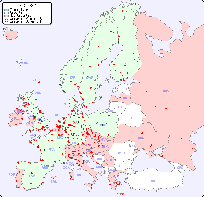 European Reception Map for FIS-332