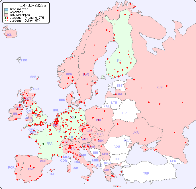 European Reception Map for KI4HOZ-28235