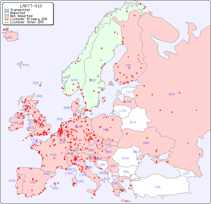 European Reception Map for LAKY7-410