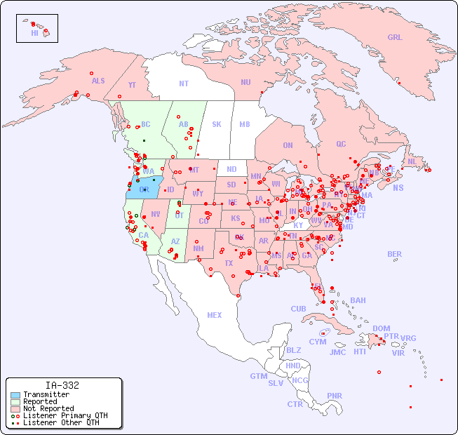 North American Reception Map for IA-332