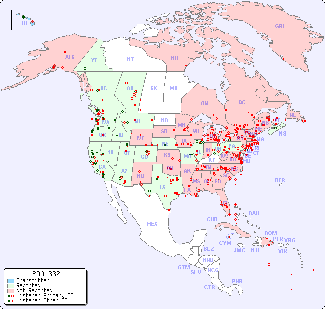 North American Reception Map for POA-332