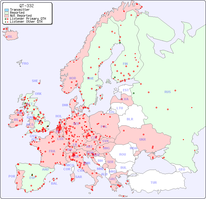 European Reception Map for QT-332