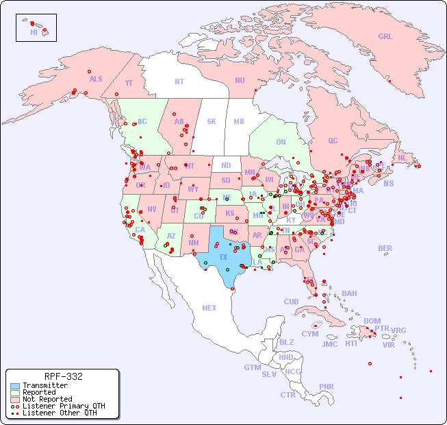 North American Reception Map for RPF-332