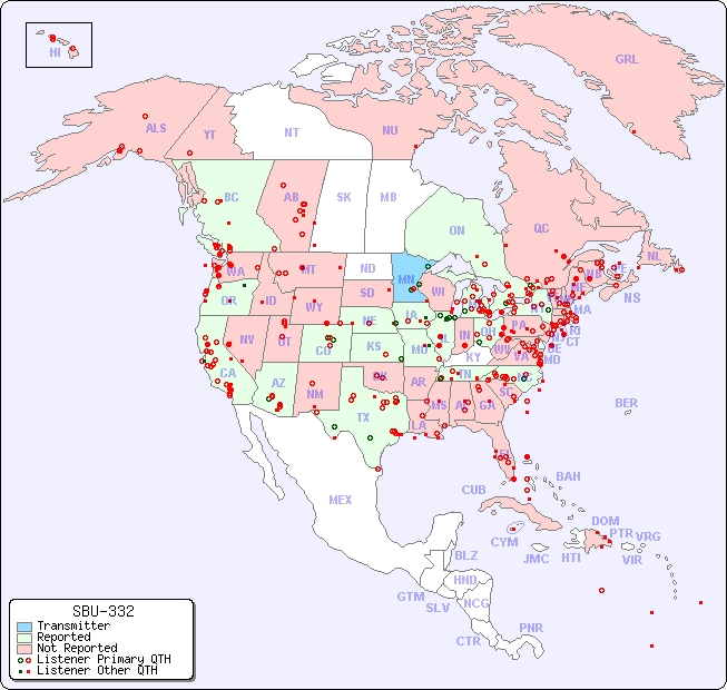 North American Reception Map for SBU-332