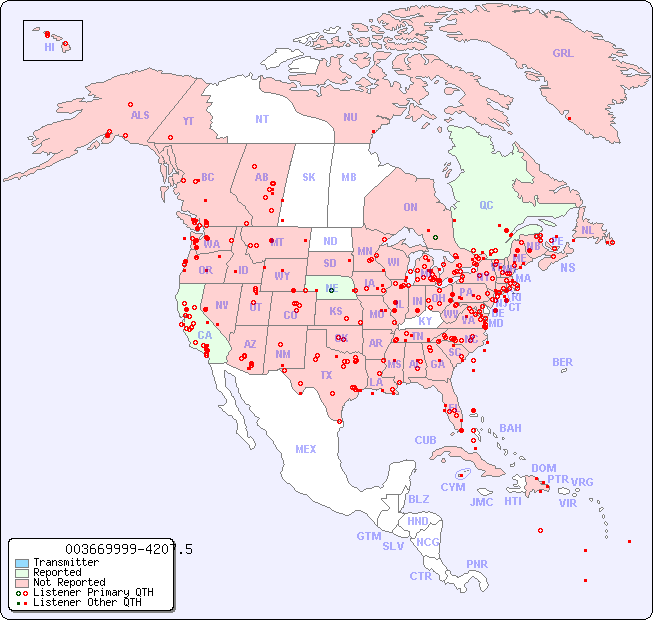 North American Reception Map for 003669999-4207.5