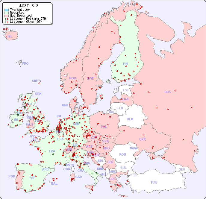 European Reception Map for $03T-518