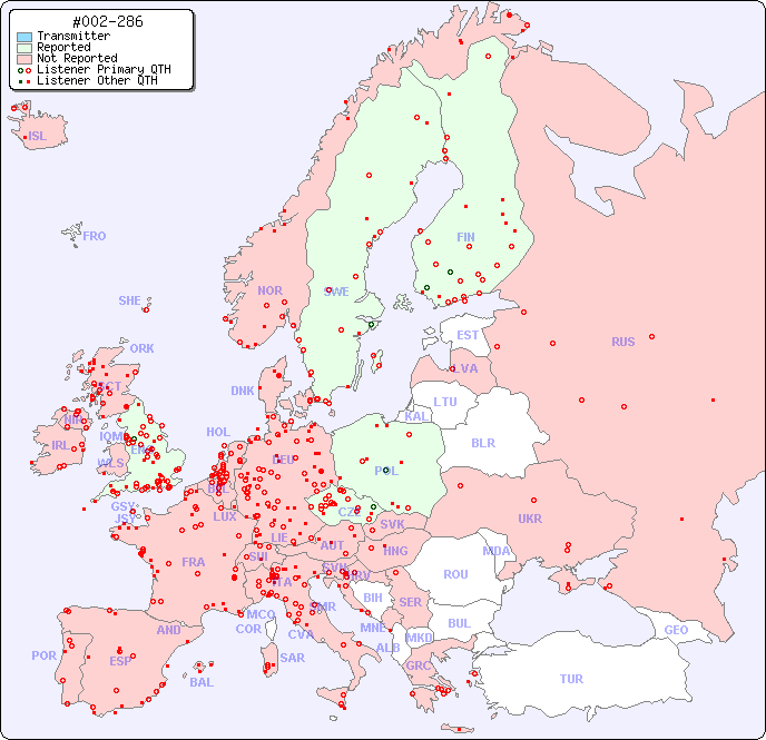 European Reception Map for #002-286
