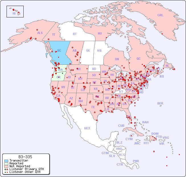 North American Reception Map for B3-335