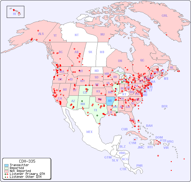 North American Reception Map for CDH-335