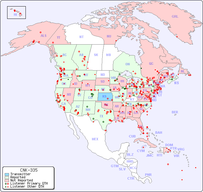 North American Reception Map for CNK-335