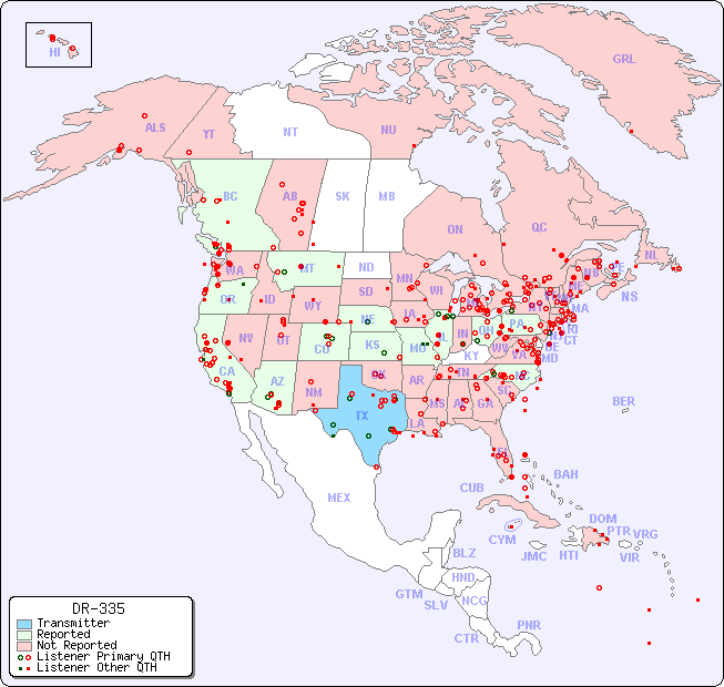 North American Reception Map for DR-335