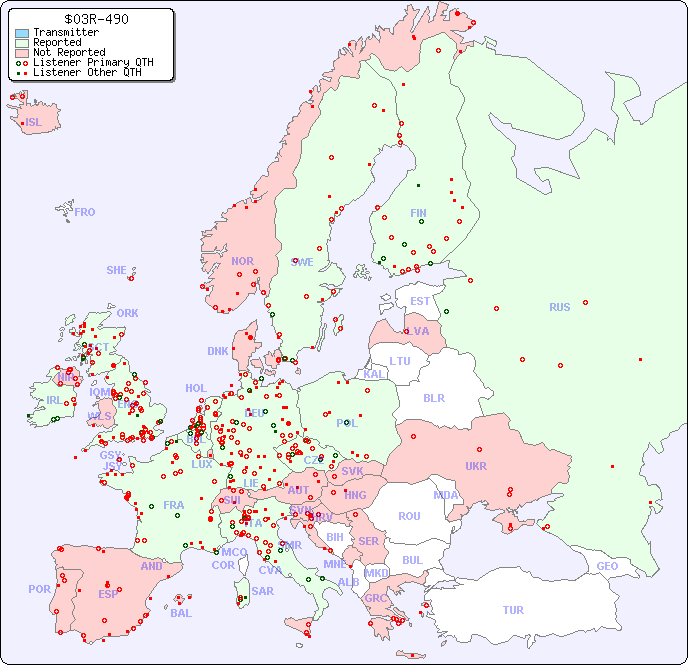 European Reception Map for $03R-490