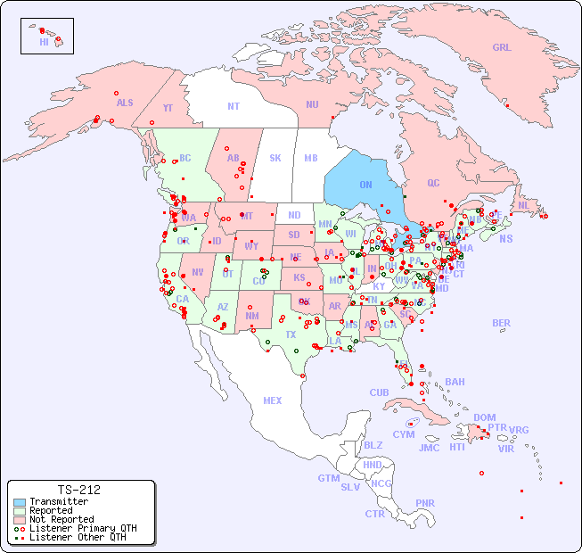 North American Reception Map for TS-212