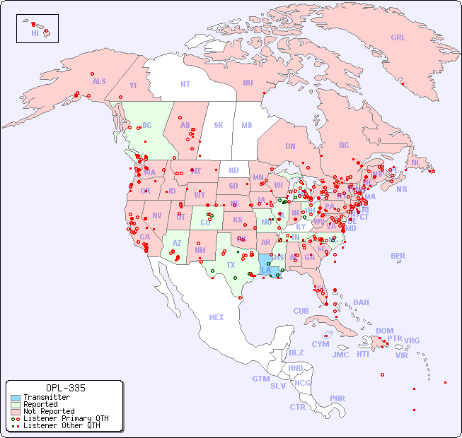 North American Reception Map for OPL-335