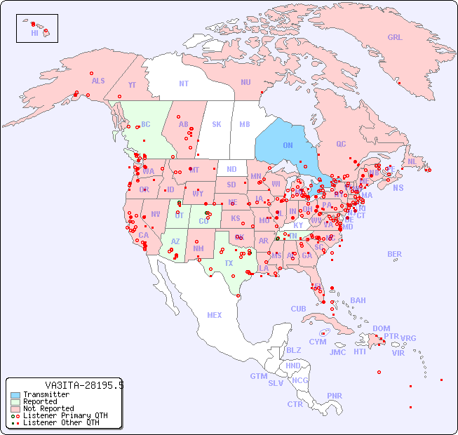 North American Reception Map for VA3ITA-28195.5