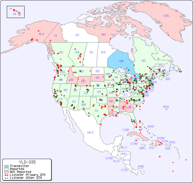 North American Reception Map for YLD-335