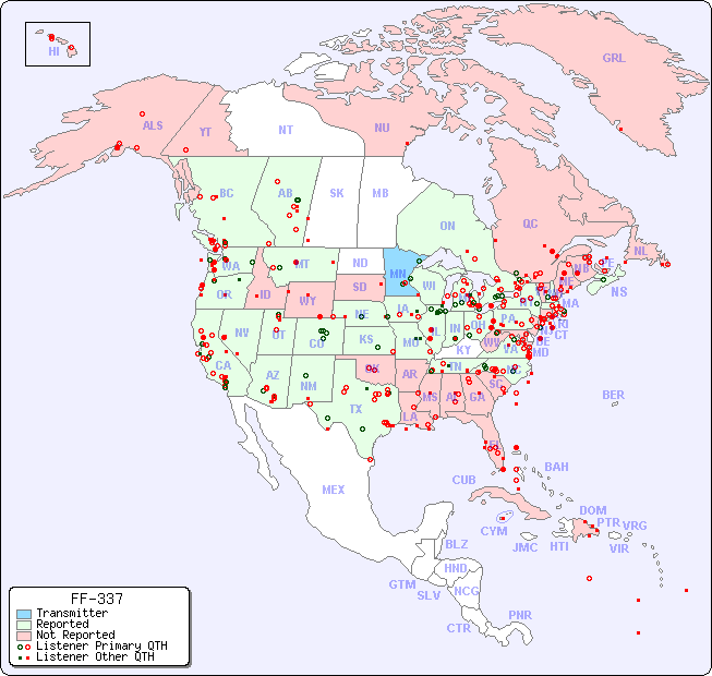 North American Reception Map for FF-337