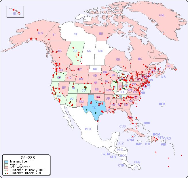 North American Reception Map for LSA-338