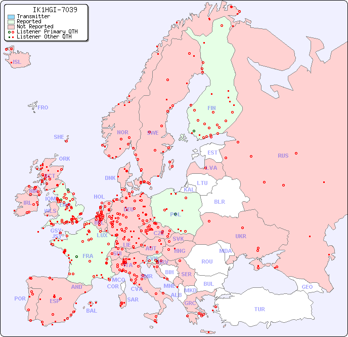 European Reception Map for IK1HGI-7039