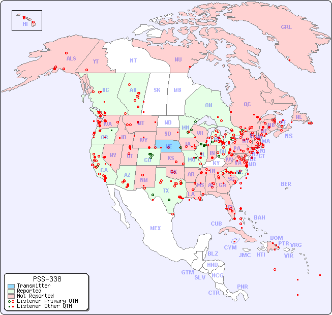 North American Reception Map for PSS-338