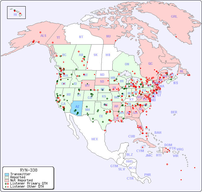 North American Reception Map for RYN-338