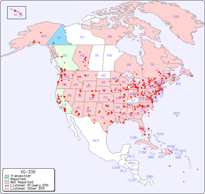 North American Reception Map for XG-338