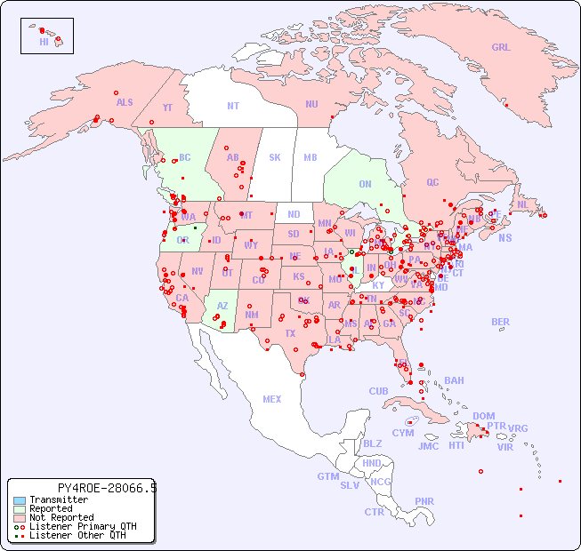 North American Reception Map for PY4ROE-28066.5