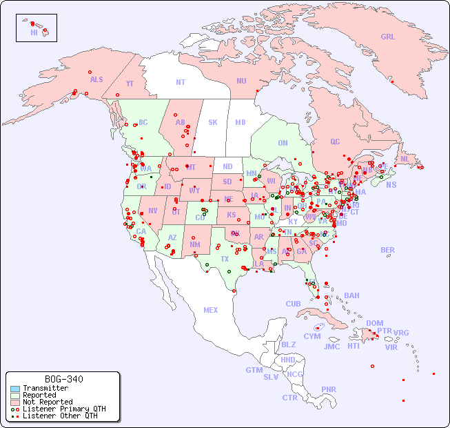 North American Reception Map for BOG-340