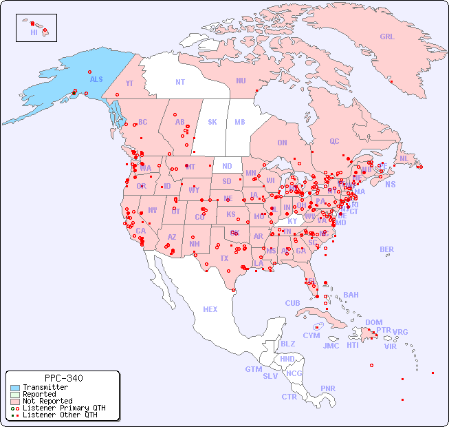 North American Reception Map for PPC-340