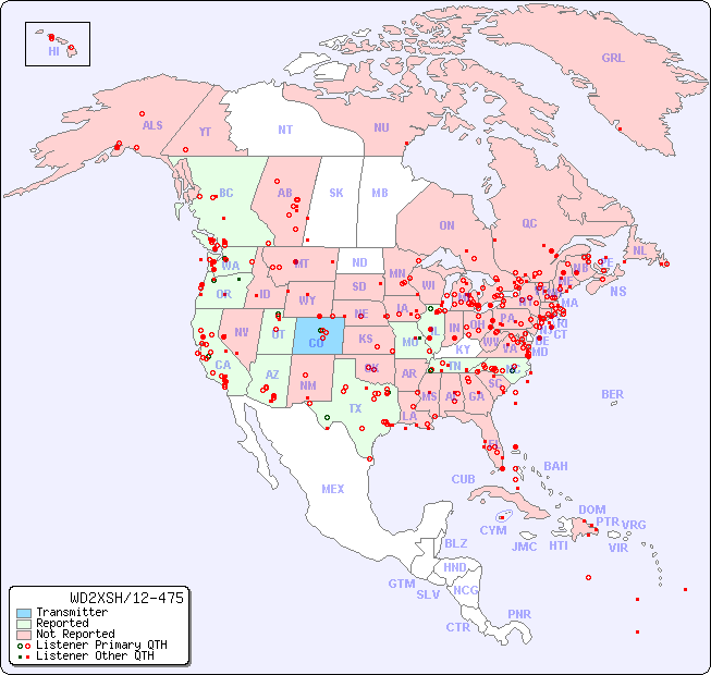 North American Reception Map for WD2XSH/12-475