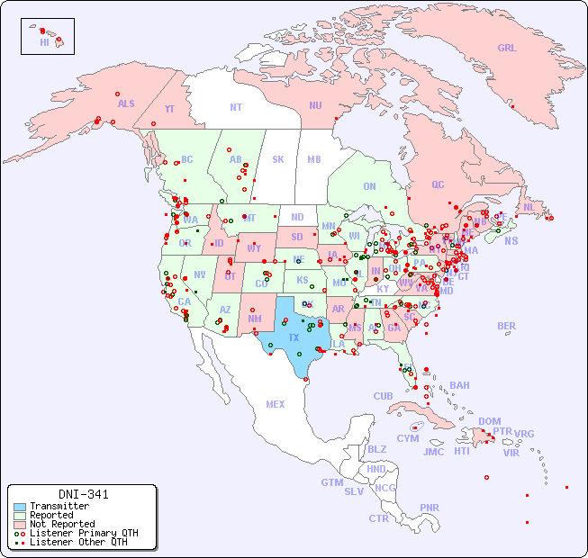 North American Reception Map for DNI-341