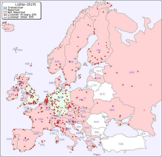 European Reception Map for LU8XW-28195