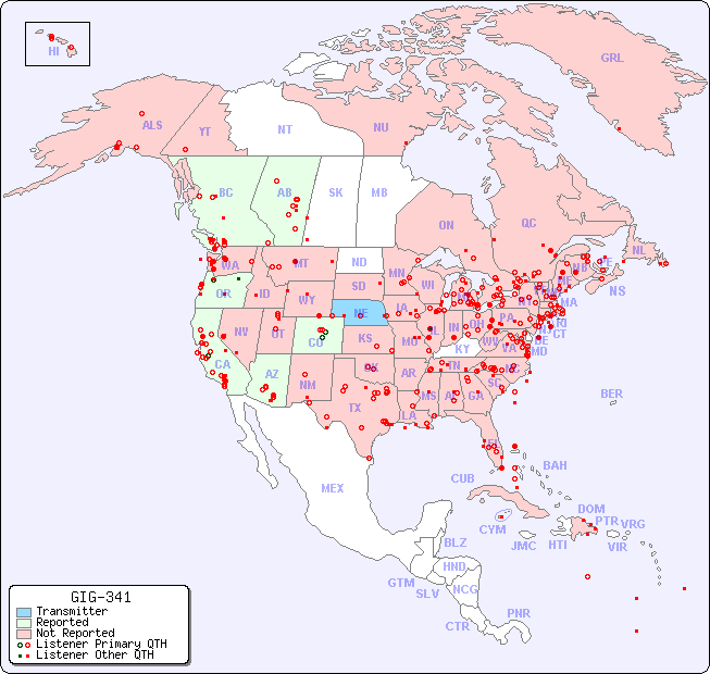 North American Reception Map for GIG-341