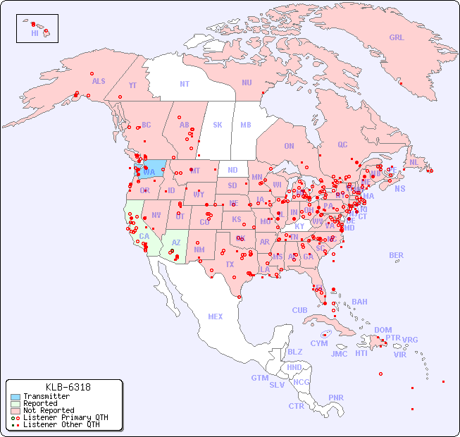 North American Reception Map for KLB-6318