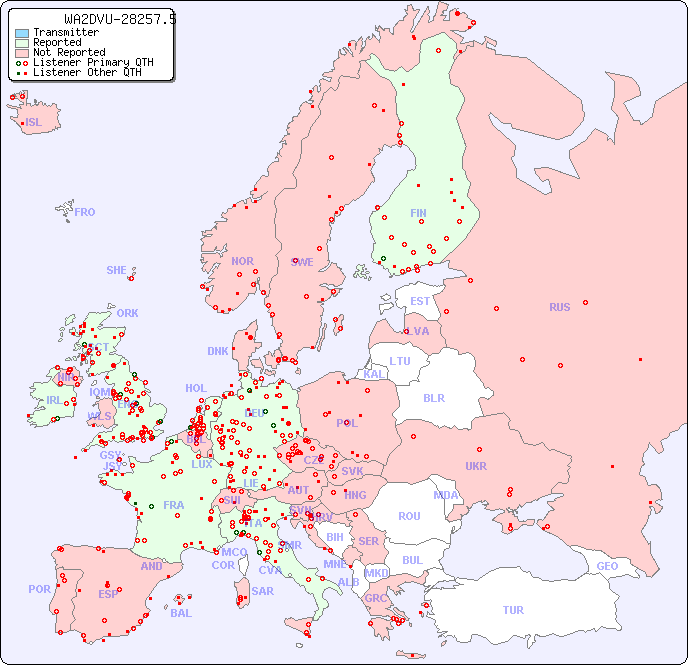 European Reception Map for WA2DVU-28257.5