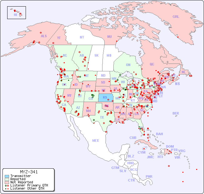 North American Reception Map for MYZ-341